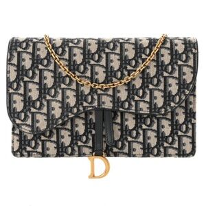 CHRISTIAN DIOR 
Oblique Saddle Chain Pouch Blue